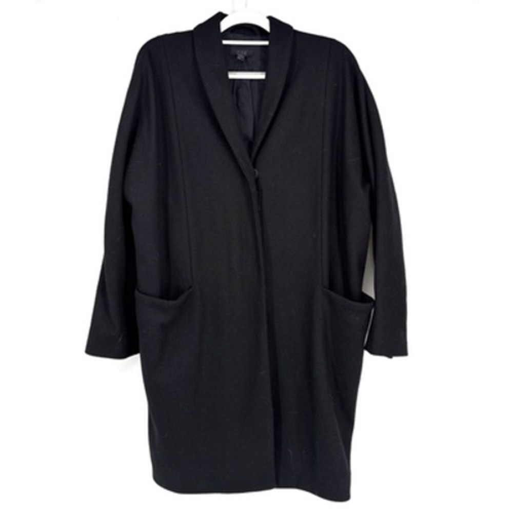 COS Wool Cashmere Blend Coat Women 8 EU 38 Black Boxy Minimalist Pockets